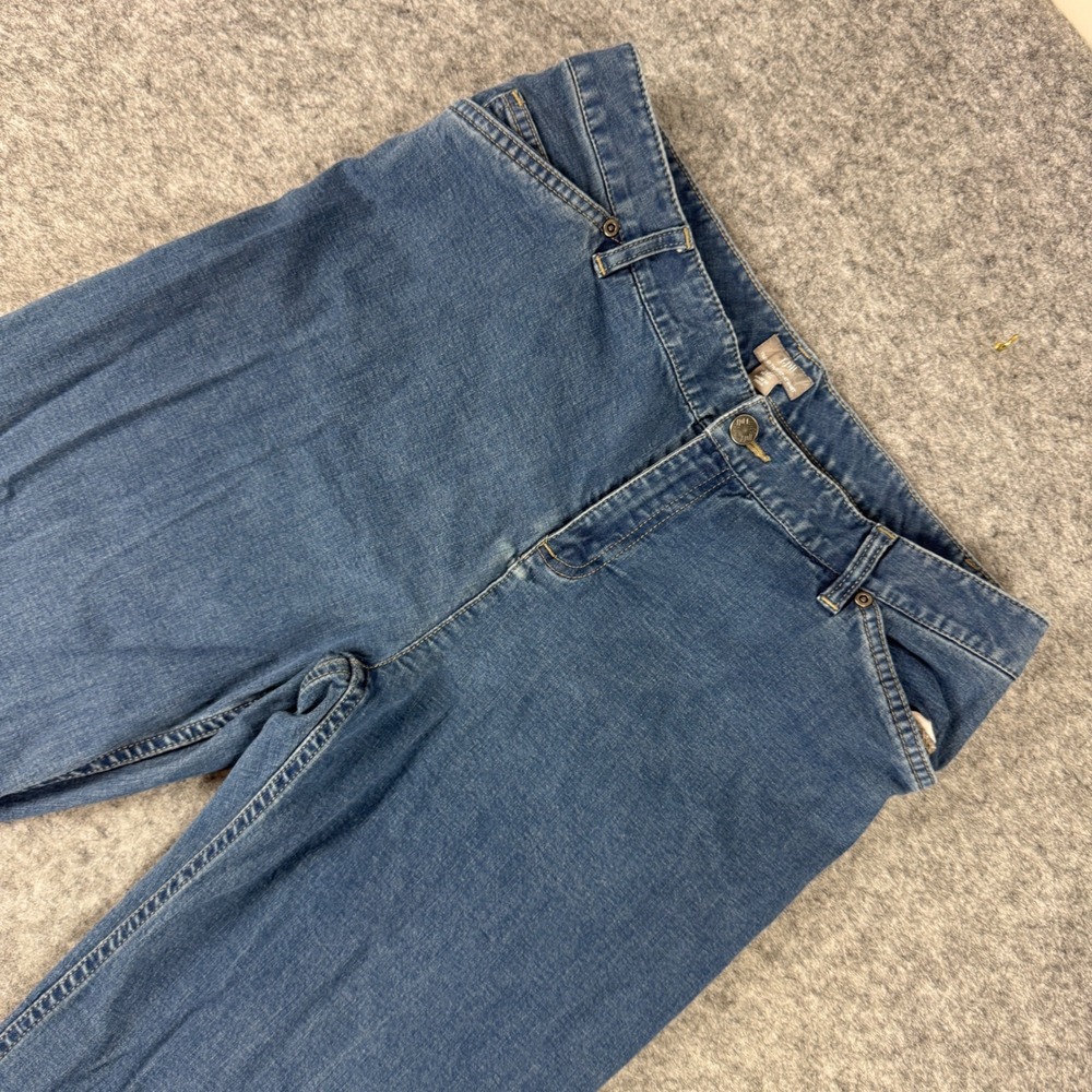 J. Jill Blue Straight Leg Stretch Denim Jeans Women Size 12P Mid Rise Casual